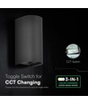 Applique murale LED 10W - CCT 3-en-1, IP65, noire, éclairage haut/bas