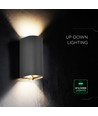 Applique murale LED 10W - CCT 3-en-1, IP65, noire, éclairage haut/bas