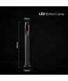 V-Tac Borne LED 6W - Noir, IP65, 3000K, Chip Cree, Garantie 6 ans