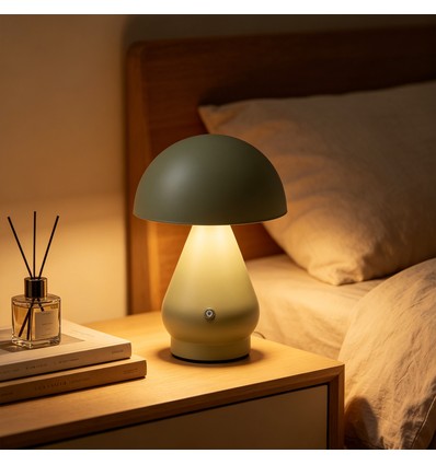 Lampe de table LED rechargeable - Vert, Ø15cm, H22cm, tactile dimmable, 3en1, IP20