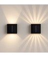 Applique solaire avec effet lumineux réglable - IP54, noir, rotative, carrée, capteur crépusculaire