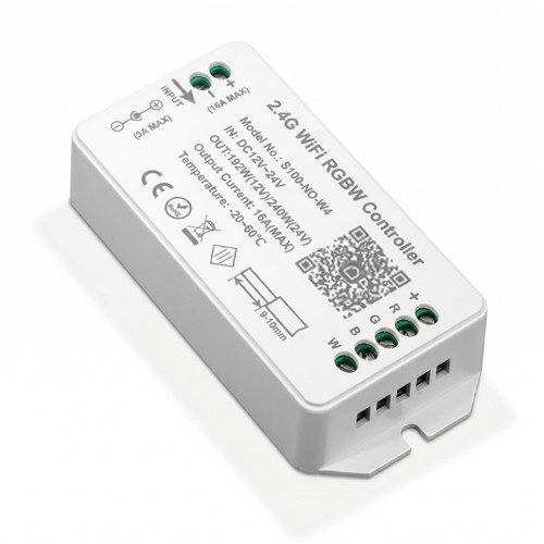 Contrôleur WiFi RGB+W - Tuya Smart/Smart Life, sans télécommande, compatible Google Home/Alexa, 12V (120W), 24V (240W)