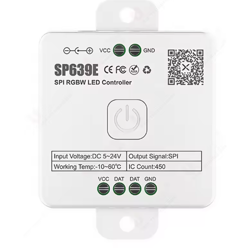 Contrôleur ruban LED RGBW+IC SPI - Effet dynamique, Bluetooth, 12V/24V, SP639E