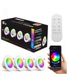 Lot de 4 downlights Smart Home RGB+CCT - LED 5W, Bluetooth, télécommande