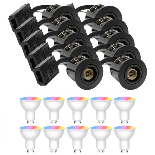 Pack de 10 spots encastrables Wifi Inno88 - Incl. GU10 Smart Home, noir, IP44, compatible isolation