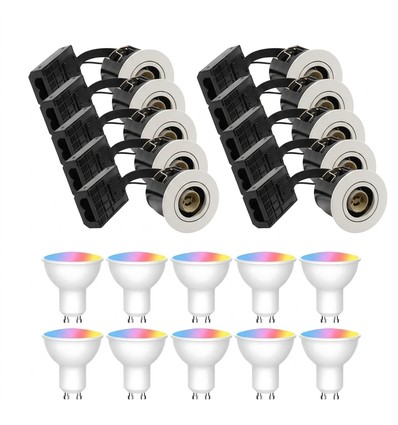 10x Spot encastrable Wifi Inno88 - Incl. ampoules GU10 Smart home, blanc, IP44, recouvrable isolant