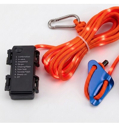 Corde lumineuse orange 3m - mousqueton, charge max. 80 kg