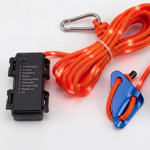 Corde lumineuse orange 5m - mousqueton, max. 80 kg