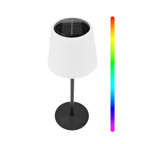 Lampe de table LED RGBW rechargeable solaire - Blanc, télécommande