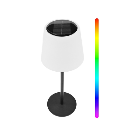 Lampe de table LED RGBW rechargeable solaire - Blanc, télécommande