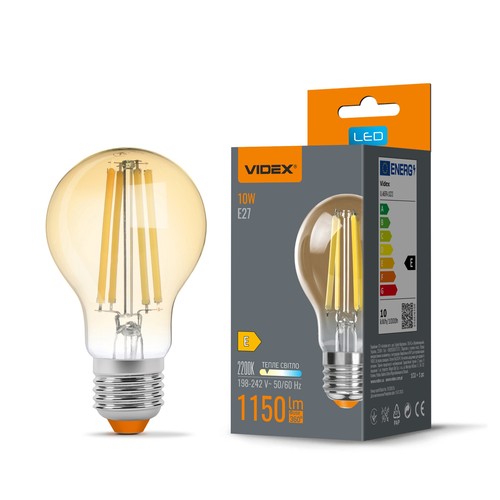 Ampoule LED filament E27 10W - A60, blanc très chaud, verre ambré