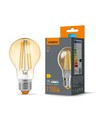 Ampoule LED filament E27 10W - A60, blanc très chaud, verre ambré