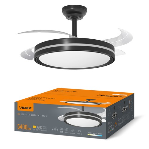 Plafonnier avec ventilateur caché - RA90, CCT, 60W, noir