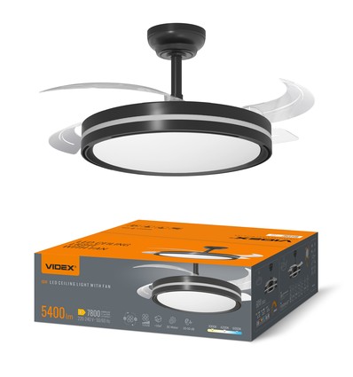 Plafonnier avec ventilateur caché - RA90, CCT, 60W, noir
