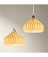Suspension céramique E27 - Plissée, blanc/laiton, câble 2m, Ø27x23cm, sans source lumineuse