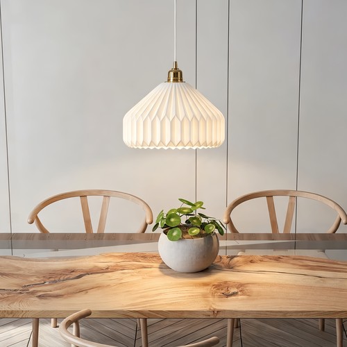 Suspension E27 céramique - Blanc, câble 2m, Ø27x23cm, IP20, sans source lumineuse