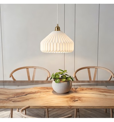 Suspension E27 céramique - Blanc, câble 2m, Ø27x23cm, IP20, sans source lumineuse