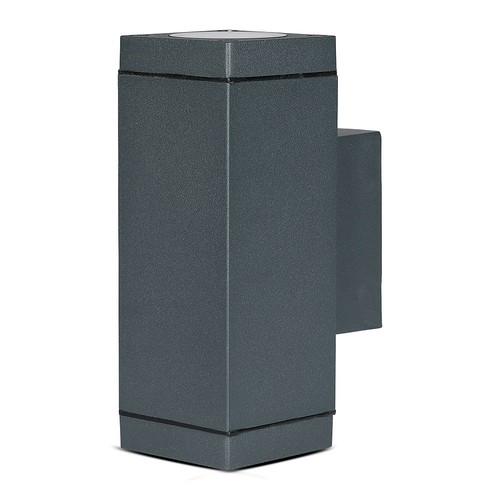Applique murale GU10 double faisceau - IP44 extérieur, gris foncé, sans ampoule