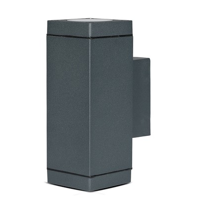 Applique murale GU10 double faisceau - IP44 extérieur, gris foncé, sans ampoule