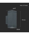 Applique murale GU10 double faisceau - IP44 extérieur, gris foncé, sans ampoule