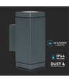 Applique murale GU10 double faisceau - IP44 extérieur, gris foncé, sans ampoule