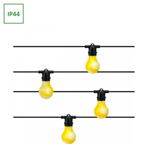 Guirlande solaire 10m Aura - 10xG40, IP44, 2700K, télécommande incluse