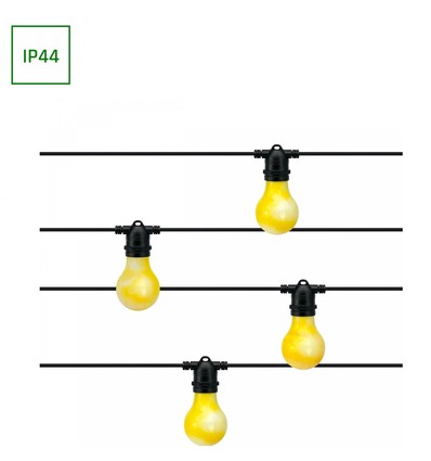 Guirlande solaire 10m Aura - 10xG40, IP44, 2700K, télécommande incluse
