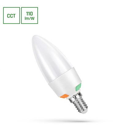 Ampoule LED E14 6W Flamme - C37, CCT, Puissance réglable 3 étapes