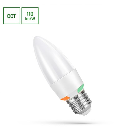 Ampoule LED E27 6W Flamme C37 - CCT 3-en-1, source incluse