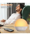 Réveil Wake-up Light, effet lever de soleil - Enceinte Bluetooth 5.3, sons de sommeil, dimmable