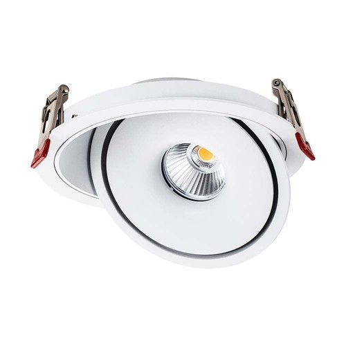 Demovare - 30W Ø20 cm indbygningsspot RA90 - Hul: Ø18 cm, Mål: Ø20 cm, CCT - 3 lyskulører, 3i1, hvid kant