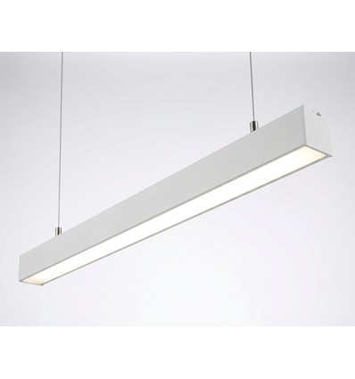 Réglette LED 120cm 38/32/24W - CCT, Blanc, plafonnier bureau, avec kit de suspension