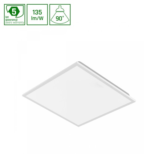 Dalle LED 60x60, 40W, UGR19 - Dimmable DALI, 90°, bord blanc, blanc neutre