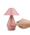 Lampe de table LED rechargeable - Rose, Ø16cm, H 21,5cm, tactile dimmable, 3-en-1, IP20