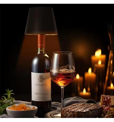 Lampe bouteille LED rechargeable - Noir, tactile dimmable, 3en1, IP20