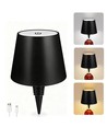 Lampe bouteille LED rechargeable - Noir, tactile dimmable, 3en1, IP20