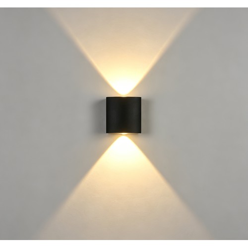 Applique murale 2W CURVE haut/bas - IP65, noir, extérieur, source incluse