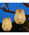 Lanterne Solaire en Rotin – Lampe de Jardin Bohème avec Allumage Automatique, IP44