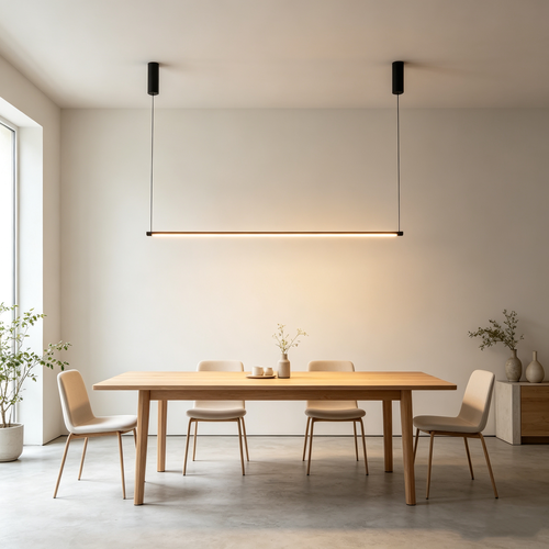 126cm suspension table à manger dimmable - Noire, 18W LED, câbles inclus