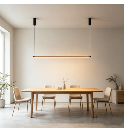 126cm suspension table à manger dimmable - Noire, 18W LED, câbles inclus