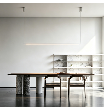 126cm suspension table à manger dimmable - Blanche, 18W LED, câbles inclus