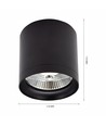 Plafonnier pour AR111 GU10 - Noir, Ø11,8cm, 11cm de haut, aluminium, sans source lumineuse