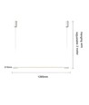 126cm suspension table à manger dimmable - Blanche, 18W LED, câbles inclus