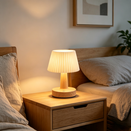 Lampe de table LED rechargeable - Tissu, tactile dimmable, CCT, IP20
