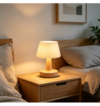 Lampe de table LED rechargeable - Tissu, tactile dimmable, CCT, IP20