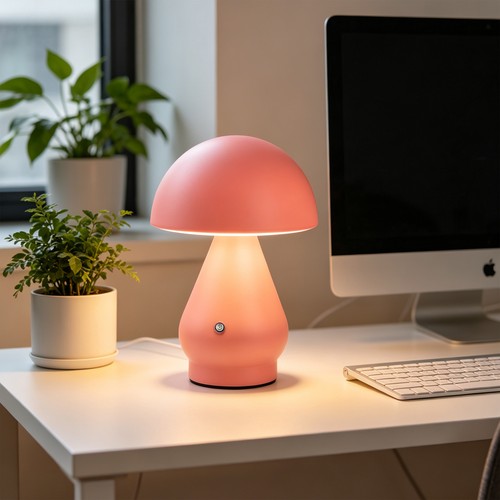 Lampe de table LED rechargeable - Rose, Ø15cm, H 22cm, tactile dimmable, 3en1, IP20