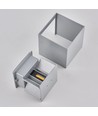 Applique 6W CUBIC PRO - IP65, gris argent, repiquable, réglable, carrée, haut/bas, intérieur/extérieur, source incluse