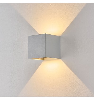 Applique 6W CUBIC PRO - IP65, gris argent, repiquable, réglable, carrée, haut/bas, intérieur/extérieur, source incluse