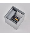 Applique 6W CUBIC PRO - IP65, gris argent, repiquable, réglable, carrée, haut/bas, intérieur/extérieur, source incluse