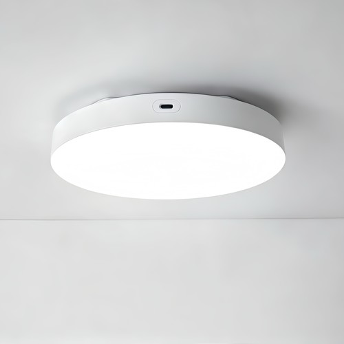 Plafonnier LED rechargeable avec capteur - Capteur micro-ondes, Ø20cm, 6W, CCT, Blanc